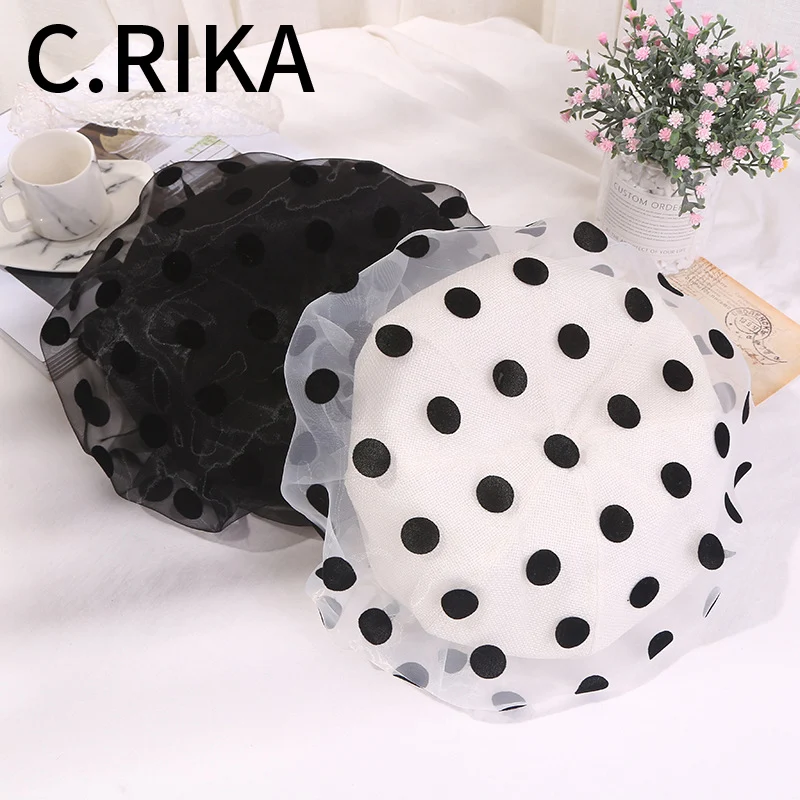 2019 Spring Women Stylish Temperament Spliced Mesh Beret Hat Black White Dot Pattern French Hat Girls Fashion Painter Hats
2019 Spring Women Stylish Temperament Spliced Mesh Beret Hat Black White Dot Pattern French Hat Girls Fashion Painter Hats