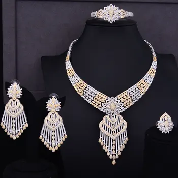 SisCathy 4PCS Women Statement Necklace/Earrings/Ring/Bracelet Luxury Tassels Women Wedding Cubic Zirconia Jewelry Sets
SisCathy 4PCS Women Statement Necklace/Earrings/Ring/Bracelet Luxury Tassels Women Wedding Cubic Zirconia Jewelry Sets