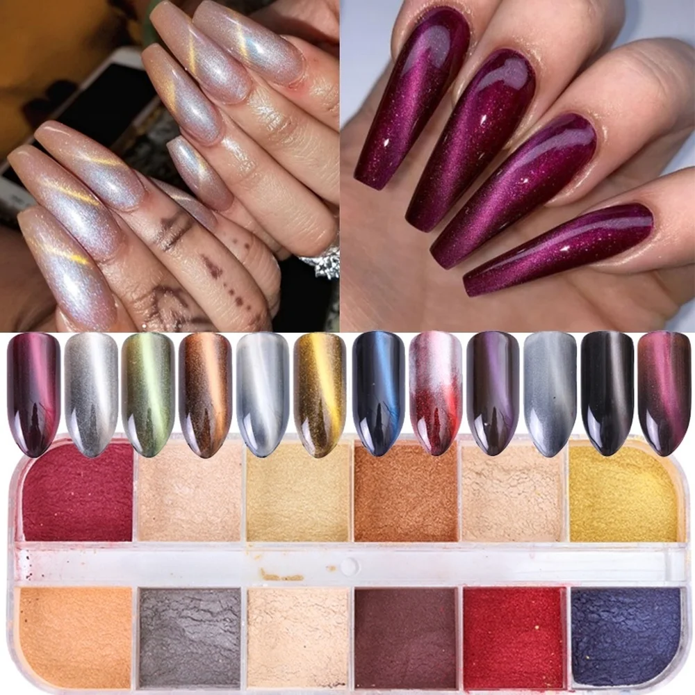 Chrome Chameleon Nail Powder Dipping Shimmer Dust Colorful Pigment Powder Rubbing Pearl Glitter Nail Art Decorations 12 Grids
Chrome Chameleon Nail Powder Dipping Shimmer Dust Colorful Pigment Powder Rubbing Pearl Glitter Nail Art Decorations 12 Grids