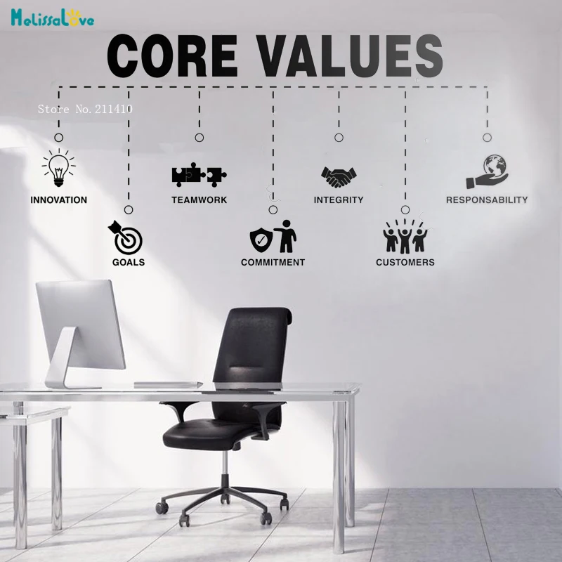 Core Values Wall Sticker Innovation Goals Teamwork Commitment Integrity Customers Responsibility Office Vinyl Decals YT1105
Core Values Wall Sticker Innovation Goals Teamwork Commitment Integrity Customers Responsibility Office Vinyl Decals YT1105