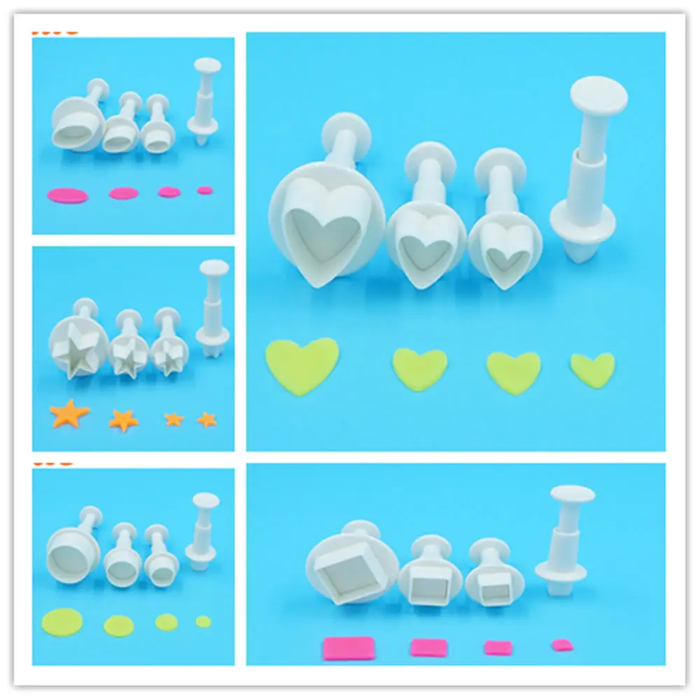 LUC 4PC /Lot Heart Stars Round Plunger Cookie Cutter Cake Decorating Molds Plastic Fondant Cake Cutter Sugar Craft Baking Tools
LUC 4PC /Lot Heart Stars Round Plunger Cookie Cutter Cake Decorating Molds Plastic Fondant Cake Cutter Sugar Craft Baking Tools