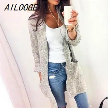 AILOOGE Autumn Winter Fashion Women Long Sleeve loose knitting cardigan sweater Women Knitted Female Cardigan pull femme
AILOOGE Autumn Winter Fashion Women Long Sleeve loose knitting cardigan sweater Women Knitted Female Cardigan pull femme