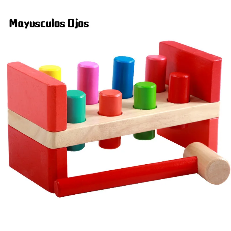 

ZH 1PC Wooden Piling Table Baby Knocking Table Exercise Baby Hand-eye Coordination Children's Educational Toys