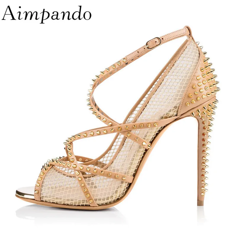 New Sexy 2019 Air Mesh Gladiator Sandals Women Thin Heels Peep Toes Cross Strappy With Rivet Decor High Heel Sandalias
New Sexy 2019 Air Mesh Gladiator Sandals Women Thin Heels Peep Toes Cross Strappy With Rivet Decor High Heel Sandalias