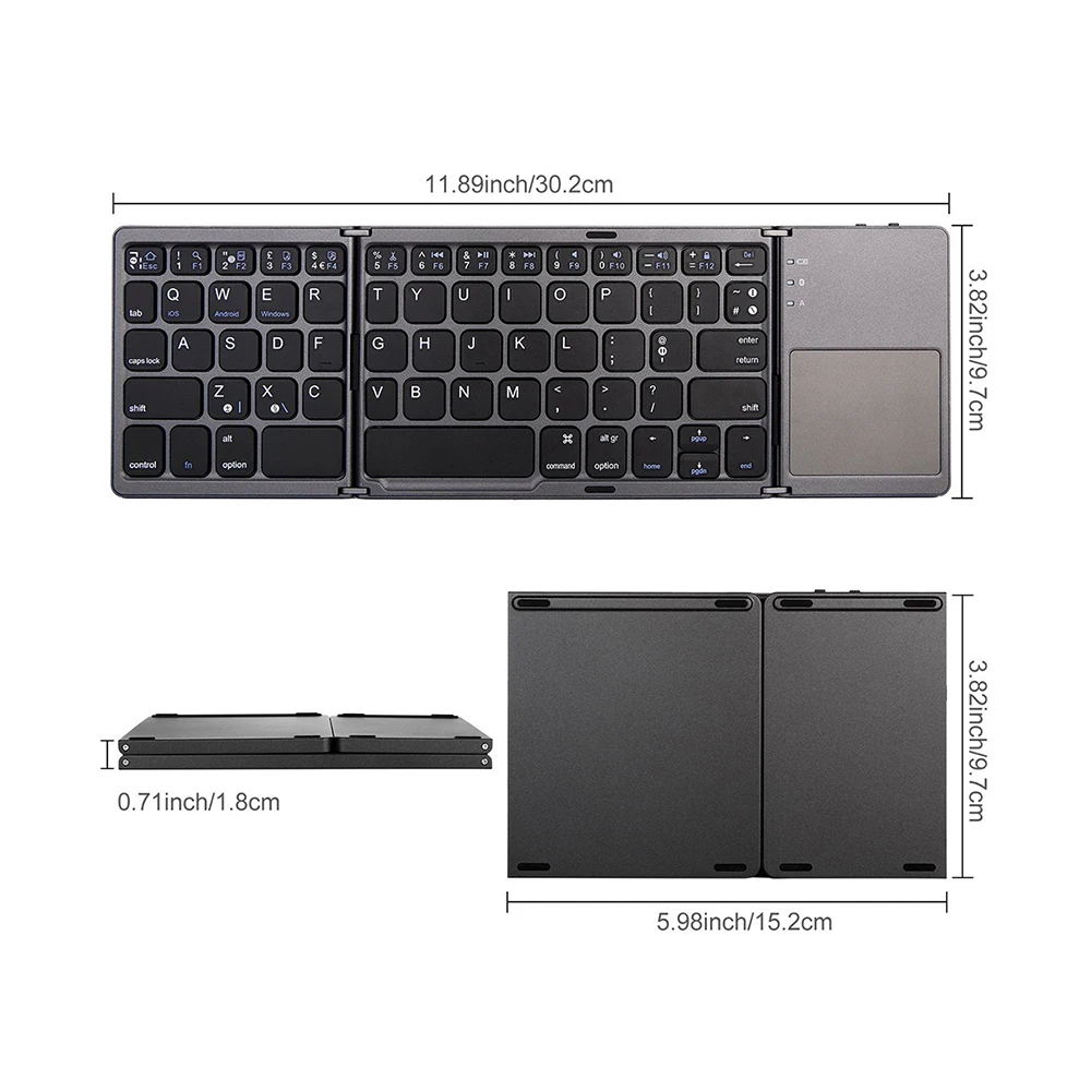 Portable folding ultra-thin Tri-fold Bluetooth wireless Bluetooth keyboard with touchpad phone tablet
Portable folding ultra-thin Tri-fold Bluetooth wireless Bluetooth keyboard with touchpad phone tablet