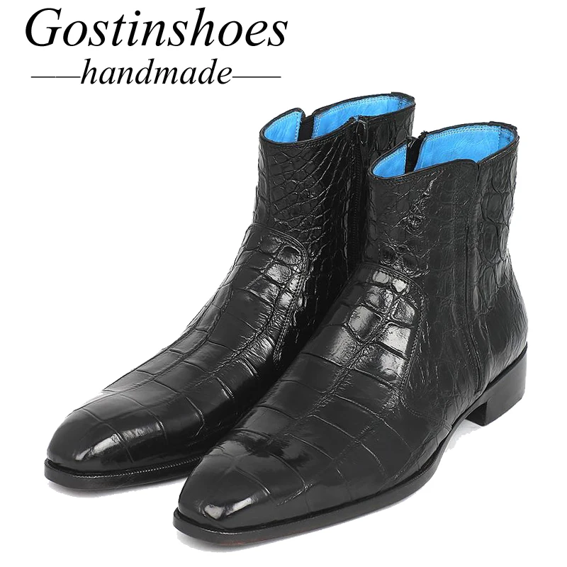 GOSTINSHOES HANDMADE Goodyear Welted Luxury Black Genuine Crocodile Skin Mens Boots Work Safty Ankle Boots Pointed Toe SCF28
GOSTINSHOES HANDMADE Goodyear Welted Luxury Black Genuine Crocodile Skin Mens Boots Work Safty Ankle Boots Pointed Toe SCF28