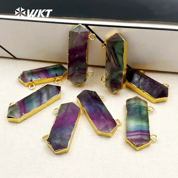 WT-P270 New Natural rainbow fluorite pendants, Double Bail Pendant Connector in 24k gold electroplated
WT-P270 New Natural rainbow fluorite pendants, Double Bail Pendant Connector in 24k gold electroplated