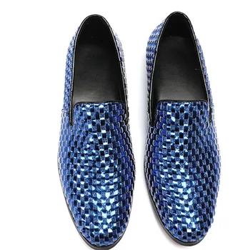 Blue ring lattice Stylist slip-on office dress men shoes low heel solid pointed toe formal genuine leather shoes
Blue ring lattice Stylist slip-on office dress men shoes low heel solid pointed toe formal genuine leather shoes