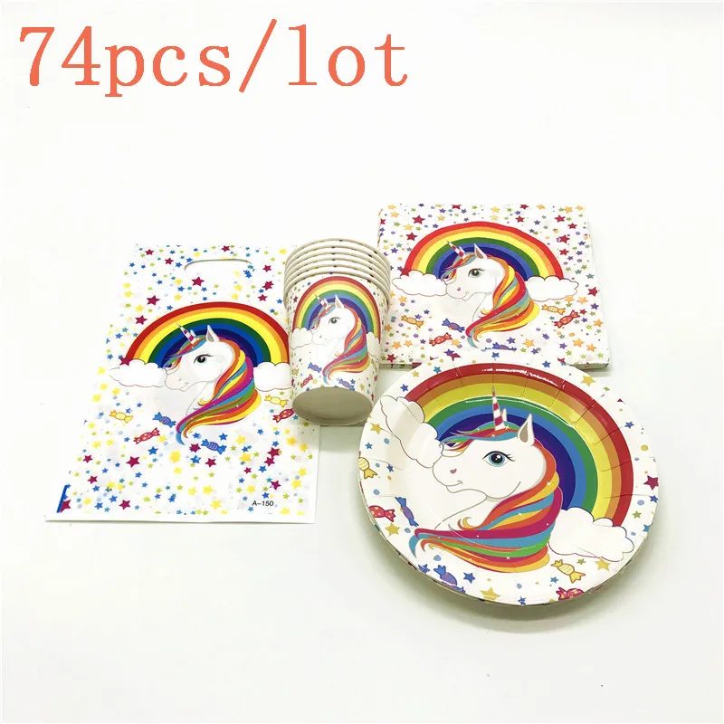 Rainbow Unicorn 74Pcs/lot Paper Cup+Plate Child Girl Favor Birthday Party Gift Bag Event Party Paper Napkin Decoration Supply
Rainbow Unicorn 74Pcs/lot Paper Cup+Plate Child Girl Favor Birthday Party Gift Bag Event Party Paper Napkin Decoration Supply