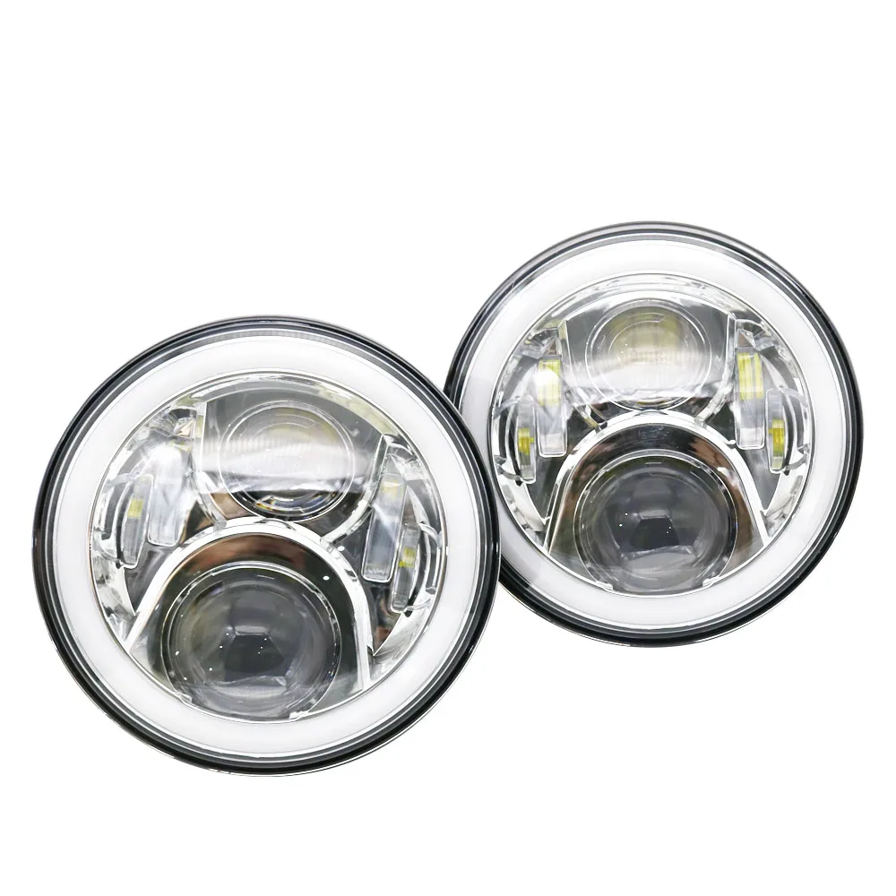 For Jeep Wrangler Jk Tj Super Bright 50W 7 Inch Round LED Headlight White Amber Turn Signal Halo Ring For Lada 4x4 urban Niva (33)