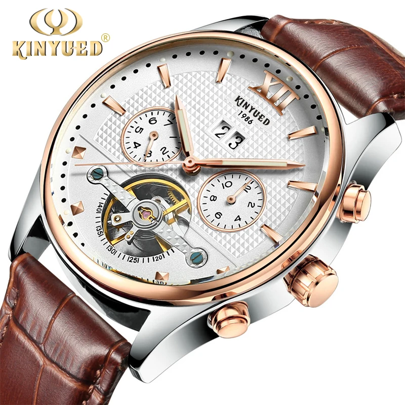 Men's Skeleton Tourbillon Mechanical Watch Men Automatic Classic KINYUED Rose Gold Leather Wrist Watches Reloj Hombre Calendar
Men's Skeleton Tourbillon Mechanical Watch Men Automatic Classic KINYUED Rose Gold Leather Wrist Watches Reloj Hombre Calendar