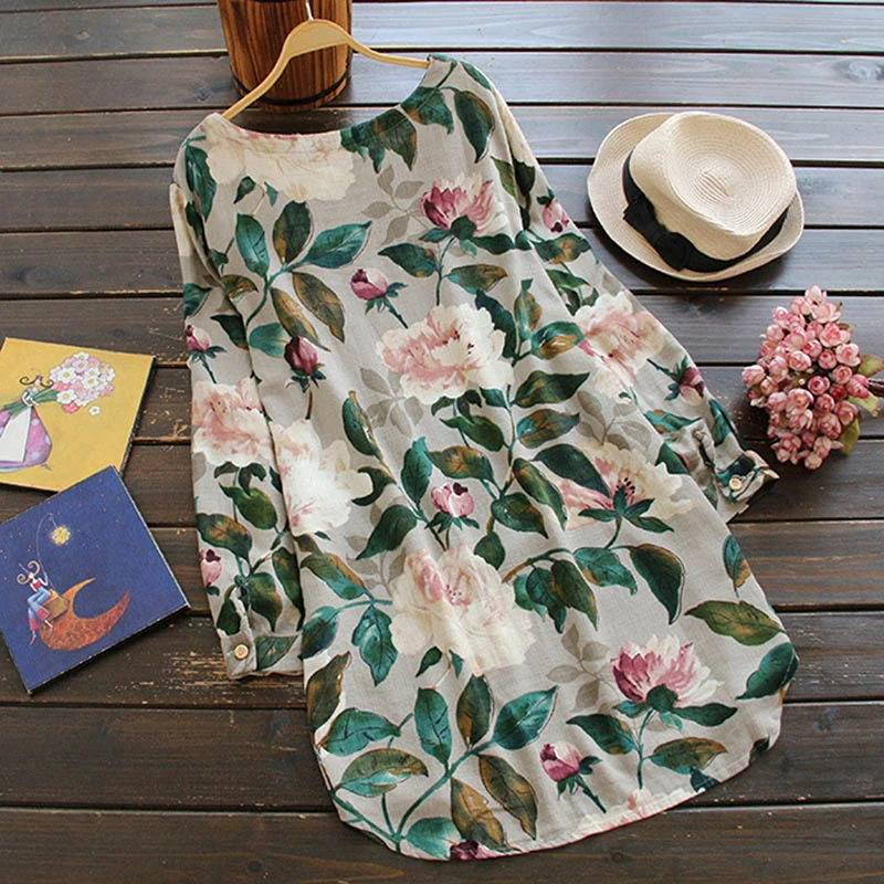 Women Boho Dress O Neck Long Sleeve Retro Flower Print Knee Dress Summer Loose Shirt Beach Dress Large Size
Women Boho Dress O Neck Long Sleeve Retro Flower Print Knee Dress Summer Loose Shirt Beach Dress Large Size