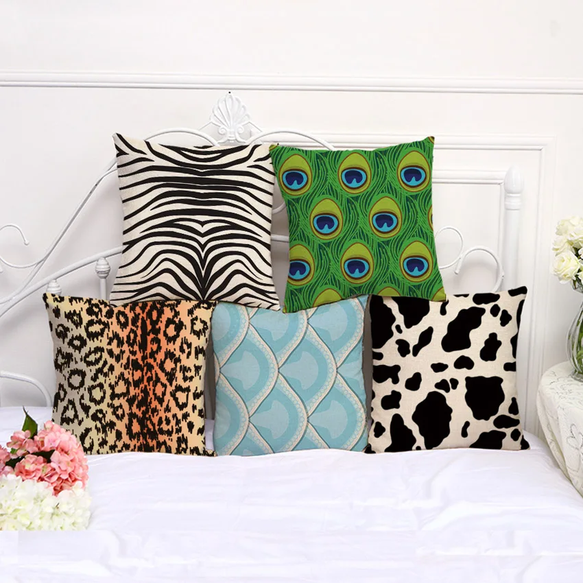 Animal Pattern Peacock Cow Zebra Pillow Case Cotton Linen Sofa Pillowcase Car Waist Cushion Cover Pillow Case Fashion
Animal Pattern Peacock Cow Zebra Pillow Case Cotton Linen Sofa Pillowcase Car Waist Cushion Cover Pillow Case Fashion