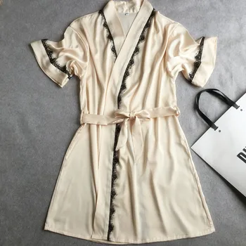 Women Summer Robe Gown Lace Trim Sexy Female Kimono Bathrobe Faux Silk Sleepwear Casual Nightgown Loose Home Dress Nightdress
Women Summer Robe Gown Lace Trim Sexy Female Kimono Bathrobe Faux Silk Sleepwear Casual Nightgown Loose Home Dress Nightdress