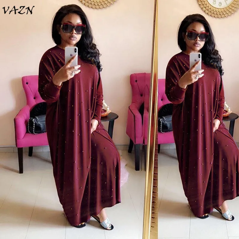 VAZN 2018 autumn hot solid loose maxi dress women o-neck full sleeve pearl dress ladies hollow out beading long dress MJ1033
VAZN 2018 autumn hot solid loose maxi dress women o-neck full sleeve pearl dress ladies hollow out beading long dress MJ1033