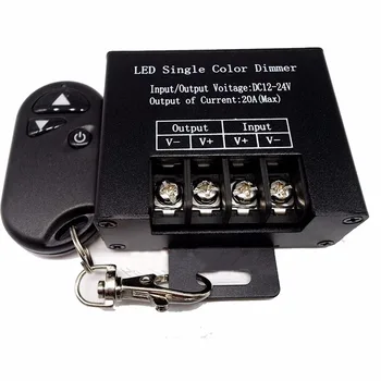DC12-24V 20A Single Channel LED Dimmer Controller with 3Key Wirelss RF Remote Control for Single Color LED Striplight
DC12-24V 20A Single Channel LED Dimmer Controller with 3Key Wirelss RF Remote Control for Single Color LED Striplight