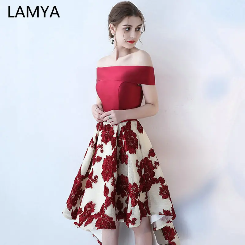 LAMYA Vintage Burgundy Satin High Low Prom Dresses 2019 Banquet Front Back Long Tail Evening Dress Boat Neck Party Formal Gown
LAMYA Vintage Burgundy Satin High Low Prom Dresses 2019 Banquet Front Back Long Tail Evening Dress Boat Neck Party Formal Gown