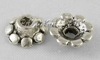 Tibetan Style Bead Caps, Lead Free and Cadmium Free, Flower, Antique Silver Color, about 8mm in diameter, 3mm thick, hole: 2mm
Tibetan Style Bead Caps, Lead Free and Cadmium Free, Flower, Antique Silver Color, about 8mm in diameter, 3mm thick, hole: 2mm