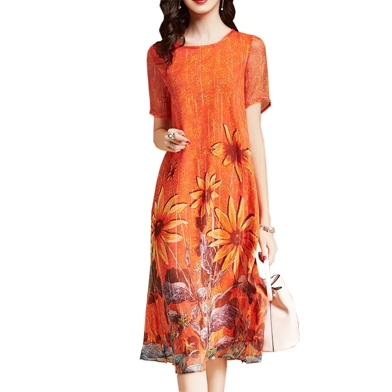 New Women's Beauty Dresses Short Sleeve Fashion Medium Length Printed Imitation Mulberry Silk Dress A-line Dress
New Women's Beauty Dresses Short Sleeve Fashion Medium Length Printed Imitation Mulberry Silk Dress A-line Dress