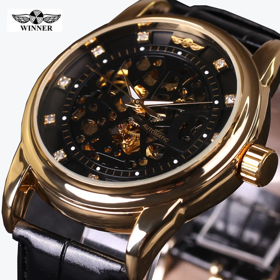 Fashion Brand Winner Leather Band Men Skeleton Automatic Mechanical Watch Men Dress Diamond Mechanical Wristwatch gift box
Fashion Brand Winner Leather Band Men Skeleton Automatic Mechanical Watch Men Dress Diamond Mechanical Wristwatch gift box
