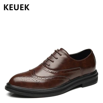 Spring Autumn Men Casual leather shoes Lace-Up Pointed Toe Brogue Shoes Male Flats Business dress shoes Oxford 033
Spring Autumn Men Casual leather shoes Lace-Up Pointed Toe Brogue Shoes Male Flats Business dress shoes Oxford 033