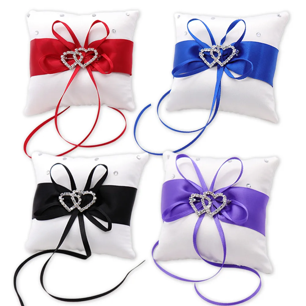 10X10CM Wedding Ring Pillow with Ribbon Bowknot Rhinestones Double Heart Engagement ring pillow wedding DIY decoration suppli
10X10CM Wedding Ring Pillow with Ribbon Bowknot Rhinestones Double Heart Engagement ring pillow wedding DIY decoration suppli
