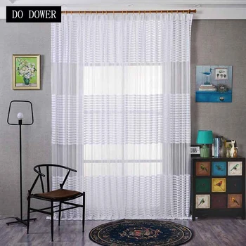White Horizontal Striped Window Curtains Voile Sheer Drapes Modern Style Decorative Home living Room Bedroom Door Sun-shading
White Horizontal Striped Window Curtains Voile Sheer Drapes Modern Style Decorative Home living Room Bedroom Door Sun-shading