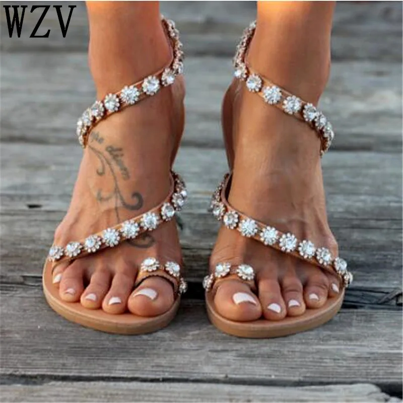 Plus Size Thong Sandals Summer Women Flip Flops crystal flower Casual Beach Flat With Shoes Rome Style Female flat Sandals H38
Plus Size Thong Sandals Summer Women Flip Flops crystal flower Casual Beach Flat With Shoes Rome Style Female flat Sandals H38