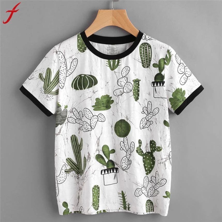 FEITONG Hot Style Cactus Print Tees Short Sleeve T-shirt Women t shirt Summer Cotton t-shirt Women Tops Causal t-shirts
FEITONG Hot Style Cactus Print Tees Short Sleeve T-shirt Women t shirt Summer Cotton t-shirt Women Tops Causal t-shirts