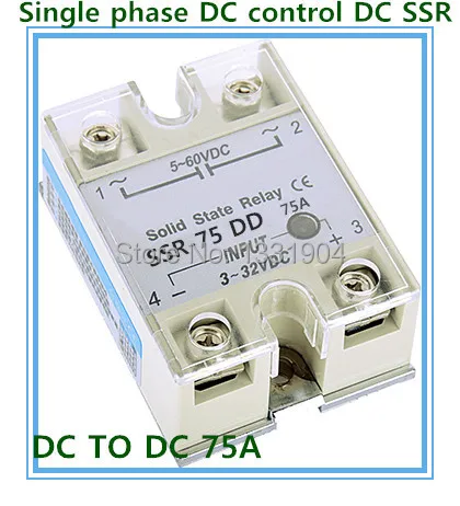 Free shipping Single phase solid state relay DC control DC SSR-75DD 75A SSR relay input 5-60V DC output 3-32V DC
Free shipping Single phase solid state relay DC control DC SSR-75DD 75A SSR relay input 5-60V DC output 3-32V DC