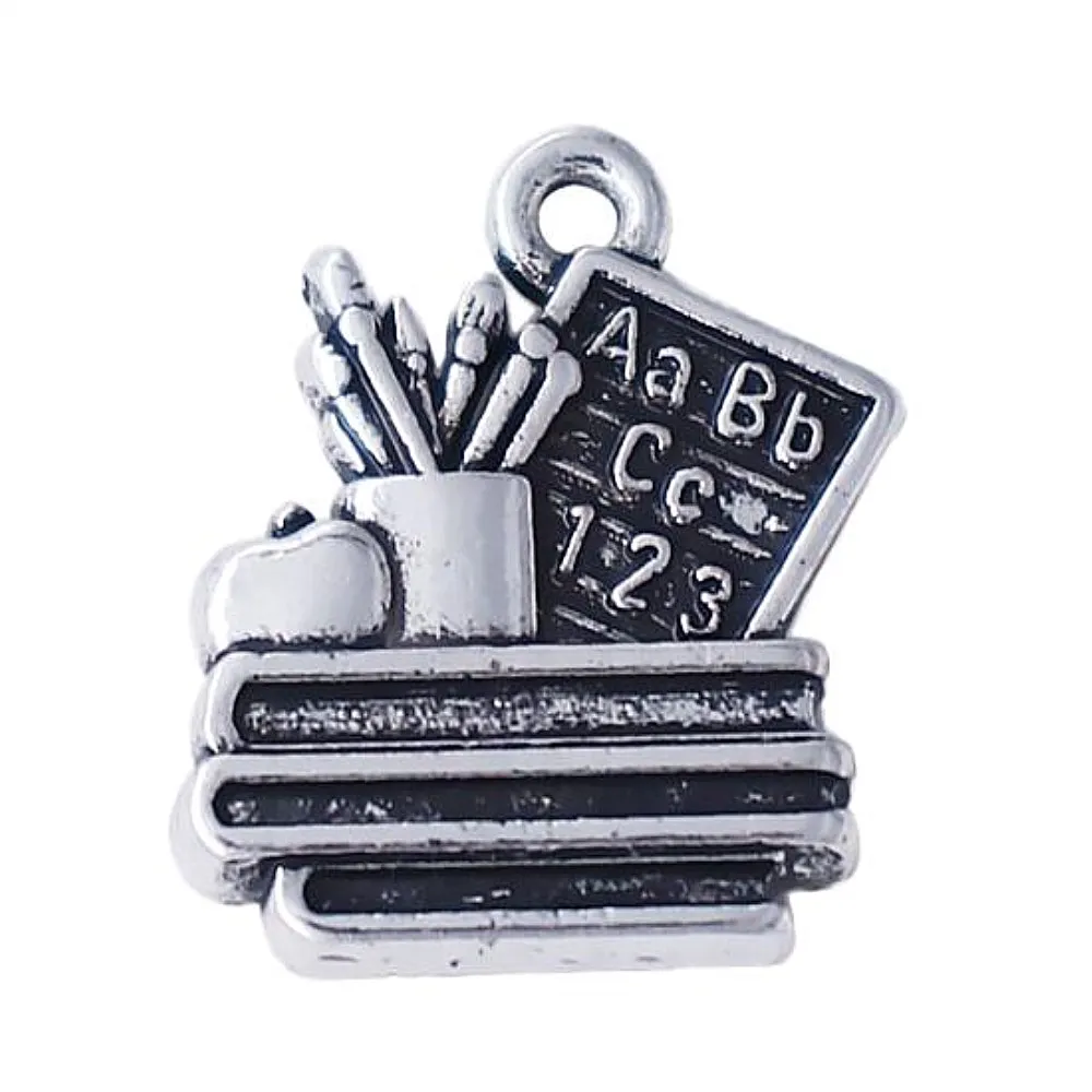 Antique silver alloy Blackboard Pencil Book teacher charm school class teacher gift jewelry for anniversary
Antique silver alloy Blackboard Pencil Book teacher charm school class teacher gift jewelry for anniversary