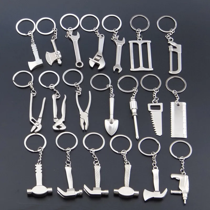 1pc MINI Tool Keychain Wrench metal key chain Spanner hammer saw axe pliers Drill keyring ring opener Keyfob Tools | Украшения и