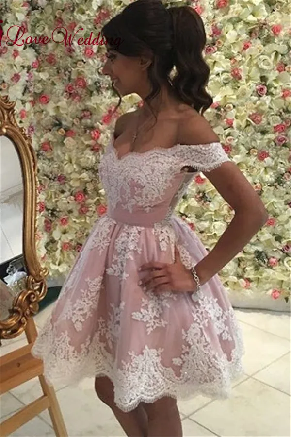 Hot Sale 2018 Off the Shoulder Sweetheart Lace Applique A Line dusty Pink Short Cocktail Party Dresses
Hot Sale 2018 Off the Shoulder Sweetheart Lace Applique A Line dusty Pink Short Cocktail Party Dresses