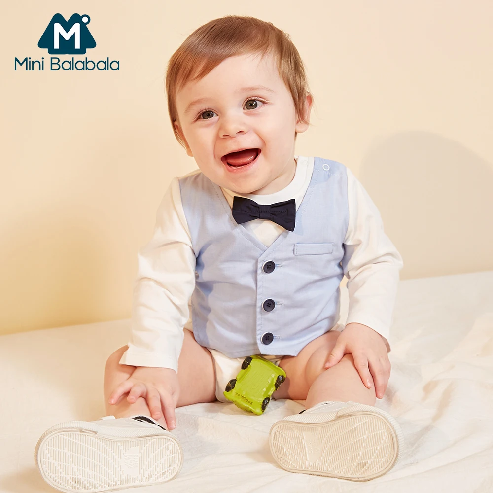 Mini Balabala Baby Bodysuit + Vest Fake Two-Piece Set with Bow Tie Long Sleeve Cotton One-Piece Newborn Infant Baby Boy Clothes
Mini Balabala Baby Bodysuit + Vest Fake Two-Piece Set with Bow Tie Long Sleeve Cotton One-Piece Newborn Infant Baby Boy Clothes