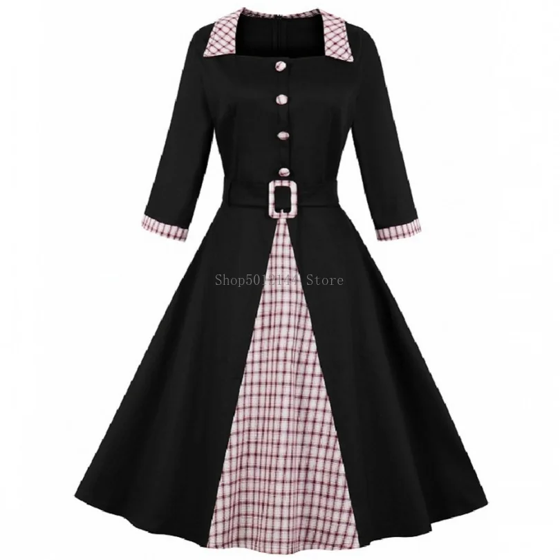 4XL plus size Autumn Winter Vintage New Women Dresses Hot Sale 3XL Large Size Button Patchwork 3/4 Sleeves Swing Dress
4XL plus size Autumn Winter Vintage New Women Dresses Hot Sale 3XL Large Size Button Patchwork 3/4 Sleeves Swing Dress