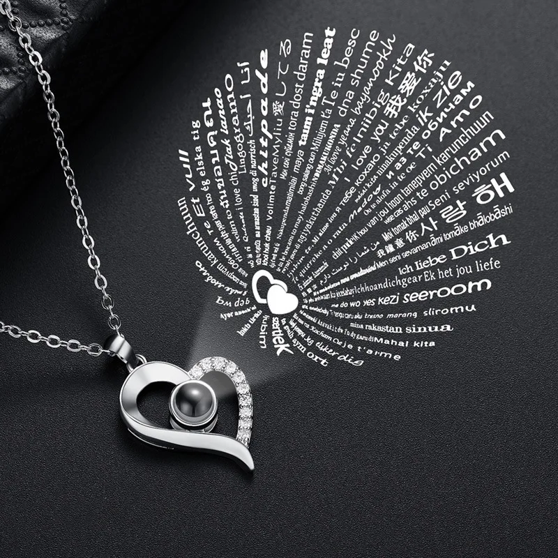 Love Heart Shaped Gold Silver I LOVE YOU In 100 Languages Projection Necklace For Memory Of LOVE choker collier Drop Shipping
Love Heart Shaped Gold Silver I LOVE YOU In 100 Languages Projection Necklace For Memory Of LOVE choker collier Drop Shipping