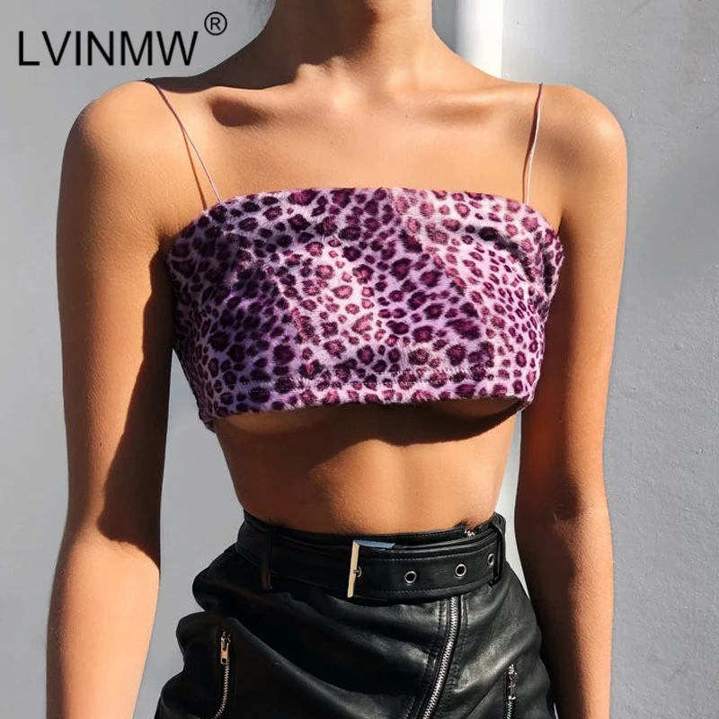 LVINMW Sexy Spaghetti Straps Purple Leopard Print Crop Top Women Slash Neck Camisole Tops Party Club Streetwear Camis
LVINMW Sexy Spaghetti Straps Purple Leopard Print Crop Top Women Slash Neck Camisole Tops Party Club Streetwear Camis