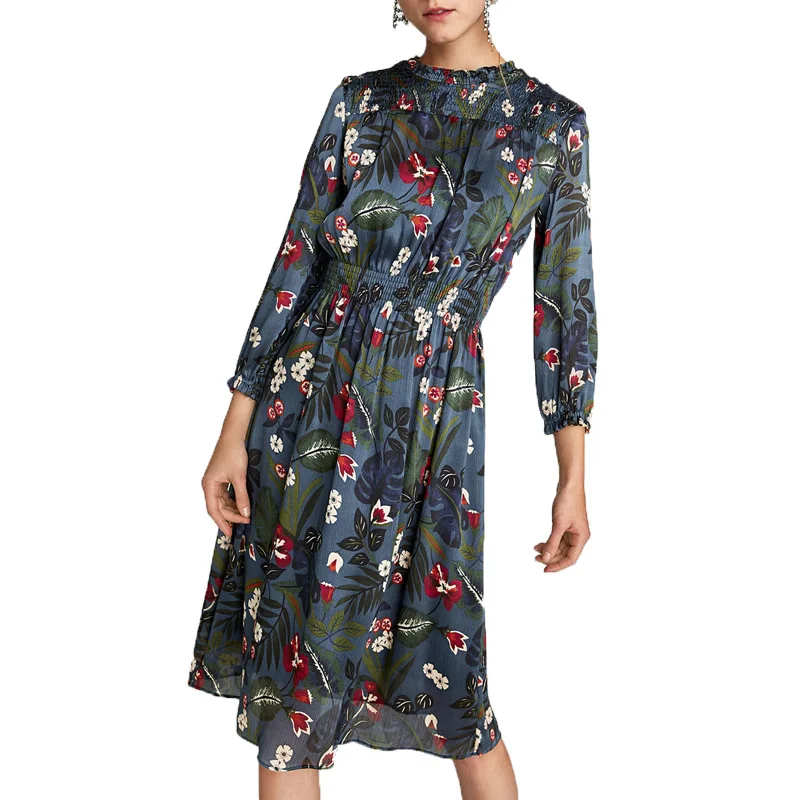 Winter dress 2017 casual printing long dress blue womens clothing slim women dress
Winter dress 2017 casual printing long dress blue womens clothing slim women dress