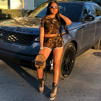 TWO PIECE SET Shorts Biker Crop Top T Shirt Camouflage Tracksuit Camo Army Track Suits For Women Sweatsuit Plus Size 2XL Summer
TWO PIECE SET Shorts Biker Crop Top T Shirt Camouflage Tracksuit Camo Army Track Suits For Women Sweatsuit Plus Size 2XL Summer