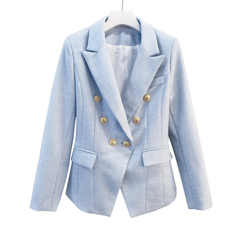 HIGH QUALITY 2018 Elegant Women's Double Breasted Metal Lion Buttons Solid Color Slim Jacket Formal Outerwear Runway Blazer Coat
HIGH QUALITY 2018 Elegant Women's Double Breasted Metal Lion Buttons Solid Color Slim Jacket Formal Outerwear Runway Blazer Coat