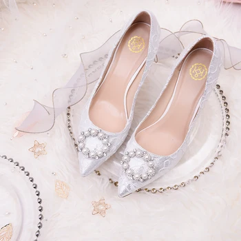 Wedding Shoe woman 2019 new lace Bride yarn shoes pearl high heels bridesmaid wedding silver Crystal shoes wedding Shoes
Wedding Shoe woman 2019 new lace Bride yarn shoes pearl high heels bridesmaid wedding silver Crystal shoes wedding Shoes