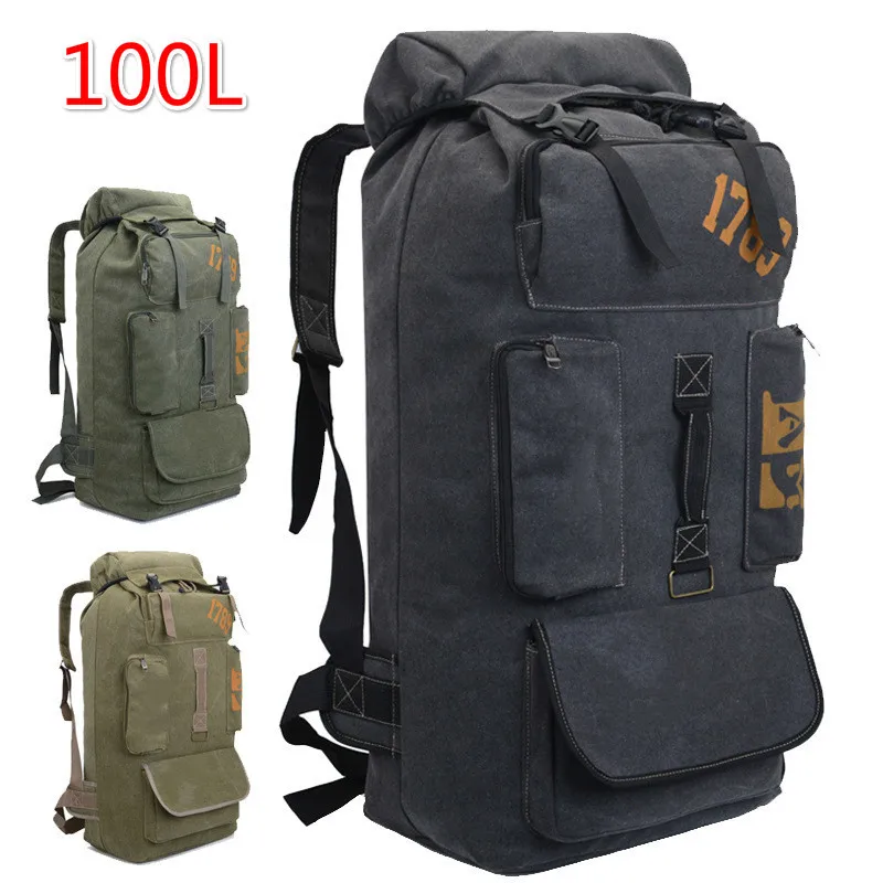 Canvas Backpack Super Big Capacity 100l Men Travel Traveling Bags Duffle Duffel Weekend Sport Women's Bag Large Luggage Trip | Багаж и