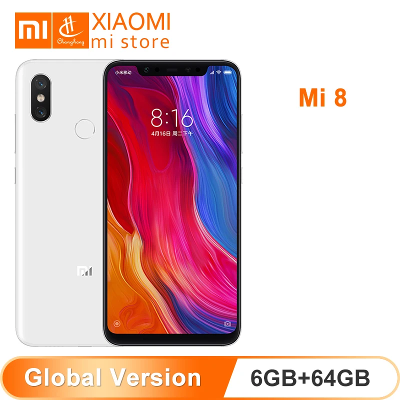 

In Stock Global Version Xiaomi Mi8 6GB RAM 64GB ROM Mi 8 Snapdragon 845 6.21 inch Screen 20MP Front Camera NFC Mobile Phone