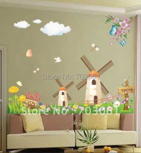 New DIY wall stickers plane romovable landscape wall sticker tile stickers beautiful Windmill house for kids room
New DIY wall stickers plane romovable landscape wall sticker tile stickers beautiful Windmill house for kids room
