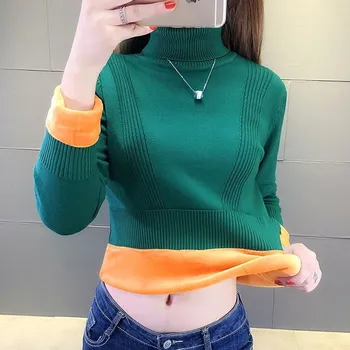 Plus Thick Women Velvet Sweater Women Turtleneck Sweater Winter Design Green Thick Tricot And Pullover Female Jumper Tops
Plus Thick Women Velvet Sweater Women Turtleneck Sweater Winter Design Green Thick Tricot And Pullover Female Jumper Tops