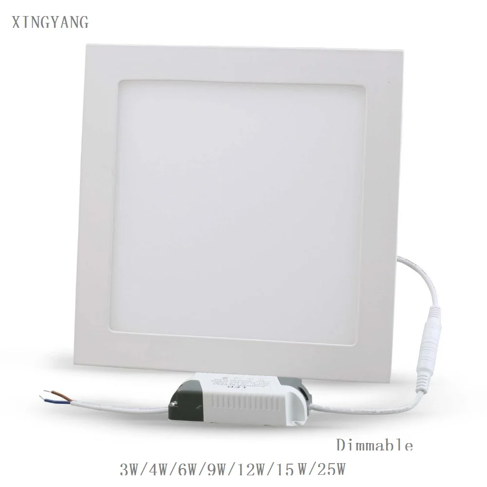 Free shipping 1PCS/lot 3W 4W 6W 9W 12W 15W 25W 110-220V Brightness Adjust Dimmable Ceiling LED Panel Light With Power Adapter | Лампы и