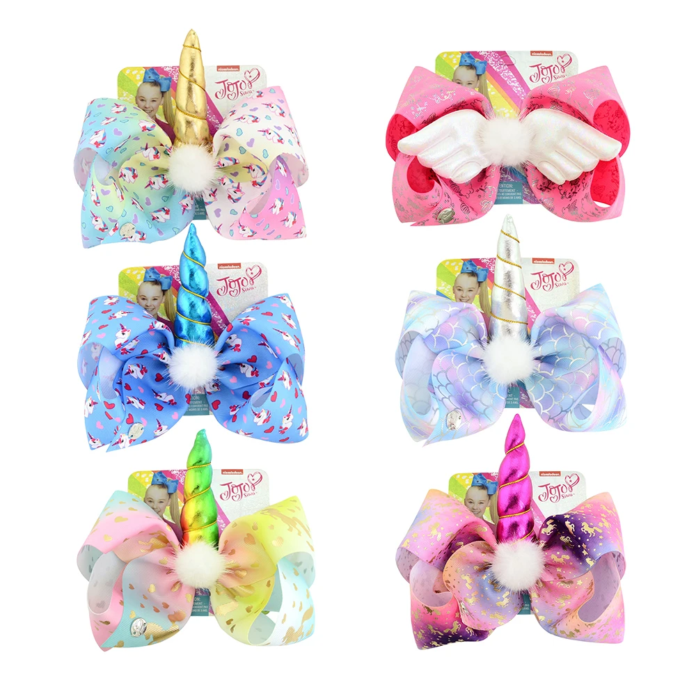 8 inch JOJO Large Unicorn Heart Print Grosgrain Ribbon Hair Bows with Horn Pom pom Gift Card Girls Teens Hair Dance Bow Clips
8 inch JOJO Large Unicorn Heart Print Grosgrain Ribbon Hair Bows with Horn Pom pom Gift Card Girls Teens Hair Dance Bow Clips