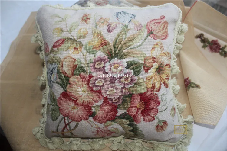FREE SHIPPING 15K 16"X16" Needlepoint pillow, handknotted woolen cushion with floral designs no insertion
FREE SHIPPING 15K 16"X16" Needlepoint pillow, handknotted woolen cushion with floral designs no insertion