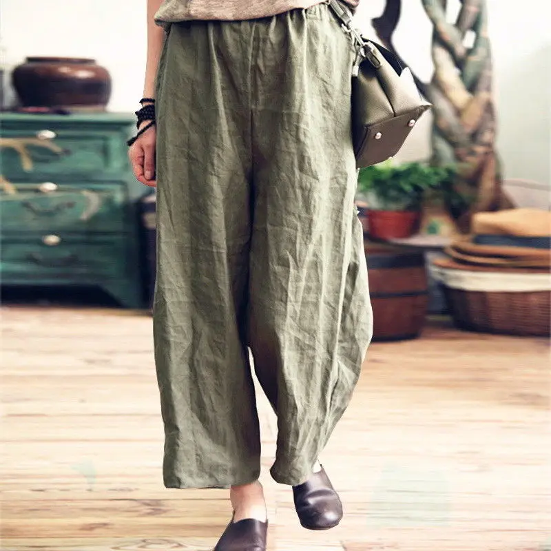 New Casual Women Loose Wide Leg Long Pants Hippie Gypsy Boho Palazzo Trousers Elastic Waist Cotton Linen Full Length Pant
New Casual Women Loose Wide Leg Long Pants Hippie Gypsy Boho Palazzo Trousers Elastic Waist Cotton Linen Full Length Pant