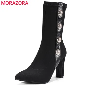 MORAZORA 2020 new fashion Elastic cloth lady shoes pointed toe autumn boots rivet slip on mid calf boots high heels shoes woman
MORAZORA 2020 new fashion Elastic cloth lady shoes pointed toe autumn boots rivet slip on mid calf boots high heels shoes woman